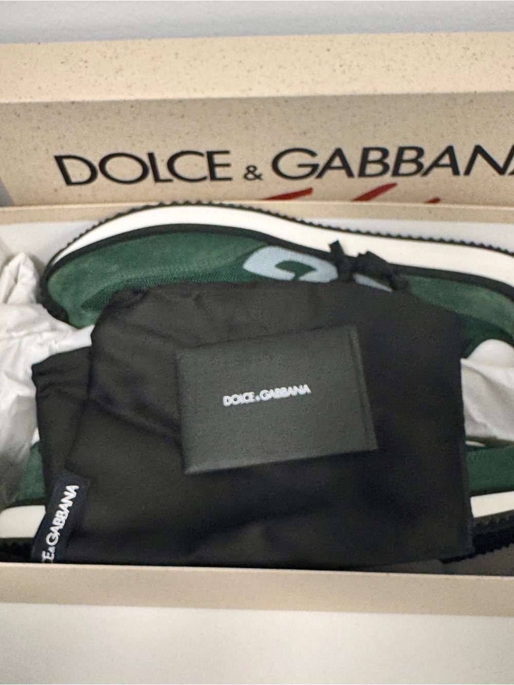 Dolce & Gabbana Men’s Dark Green Suede & White Trim Sneakers - Picture 7 of 7